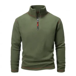 New OUKU Men's Quarter Zip Sweatshirt Black White Blue Green Dark Gray Standing Collar Plain Sports & Outdoor Sports Streetwear non-printing Designer Basic Casual Winter Clothing Apparel Hoodies Sweatshirts