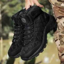 Outlet OUKU Men's Quilted Hiking Boots - Lightweight, Waterproof, Non-Slip Sole, High-Top Design, Ideal for Outdoor Adventures