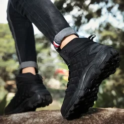 Outlet OUKU Men's Quilted Hiking Boots - Lightweight, Waterproof, Non-Slip Sole, High-Top Design, Ideal for Outdoor Adventures