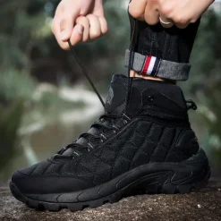 Outlet OUKU Men's Quilted Hiking Boots - Lightweight, Waterproof, Non-Slip Sole, High-Top Design, Ideal for Outdoor Adventures