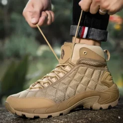 Outlet OUKU Men's Quilted Hiking Boots - Lightweight, Waterproof, Non-Slip Sole, High-Top Design, Ideal for Outdoor Adventures