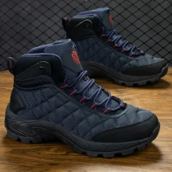 Outlet OUKU Men's Quilted Hiking Boots - Lightweight, Waterproof, Non-Slip Sole, High-Top Design, Ideal for Outdoor Adventures