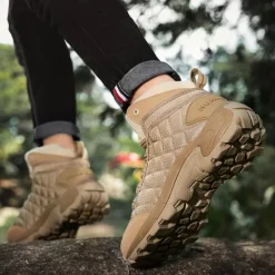 Outlet OUKU Men's Quilted Hiking Boots - Lightweight, Waterproof, Non-Slip Sole, High-Top Design, Ideal for Outdoor Adventures