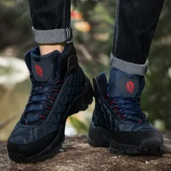 Outlet OUKU Men's Quilted Hiking Boots - Lightweight, Waterproof, Non-Slip Sole, High-Top Design, Ideal for Outdoor Adventures