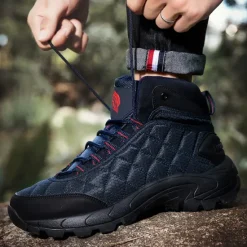 Outlet OUKU Men's Quilted Hiking Boots - Lightweight, Waterproof, Non-Slip Sole, High-Top Design, Ideal for Outdoor Adventures