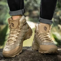 Outlet OUKU Men's Quilted Hiking Boots - Lightweight, Waterproof, Non-Slip Sole, High-Top Design, Ideal for Outdoor Adventures
