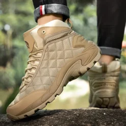 Outlet OUKU Men's Quilted Hiking Boots - Lightweight, Waterproof, Non-Slip Sole, High-Top Design, Ideal for Outdoor Adventures