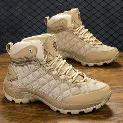 Outlet OUKU Men's Quilted Hiking Boots - Lightweight, Waterproof, Non-Slip Sole, High-Top Design, Ideal for Outdoor Adventures