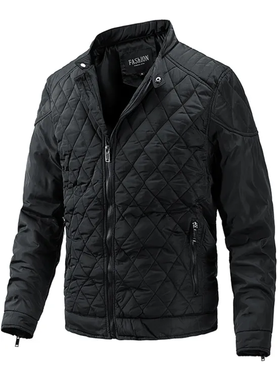 OUKU Men's Quilted Jacket Padded Jacket Pocket Sports Outdoor Daily Regular Streetwear Casual Warm Breathable Fall Winter Solid Color Black Royal Blue Army Green Puffer Jacket
