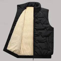 Best OUKU Men's Quilted Vest Daily Casual Fall & Winter Pocket Polyester Comfortable Solid Color Zipper Stand Collar Regular Fit Black Red Green Beige Vest