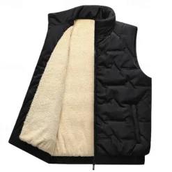 Best OUKU Men's Quilted Vest Daily Casual Fall & Winter Pocket Polyester Comfortable Solid Color Zipper Stand Collar Regular Fit Black Red Green Beige Vest