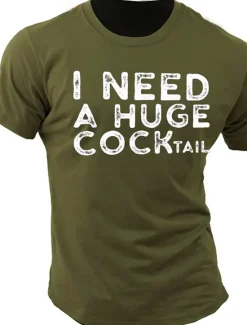 Hot OUKU Men's Quotes & Sayings Letter Printed Funny T Shirt Tee Top 100% Cotton Short Sleeve Graphic Shirt Heather Gray Black Army Green Comfortable Tee Street Sports Outdoor Fashion Designer Clothing