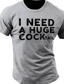 Hot OUKU Men's Quotes & Sayings Letter Printed Funny T Shirt Tee Top 100% Cotton Short Sleeve Graphic Shirt Heather Gray Black Army Green Comfortable Tee Street Sports Outdoor Fashion Designer Clothing