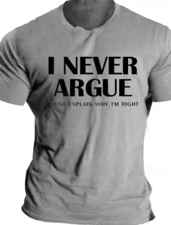 Clearance OUKU Men's Quotes & Sayings T Shirt Graphic Tee 100% Cotton Short Sleeve Graphic Shirt Heather Gray Black Army Green Comfortable Tee Vacation Daily Wear Fashion Designer Clothing