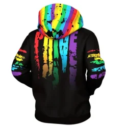 New OUKU Men's Rainbow Graphic Prints Hoodie Hoodies Sweatshirt Streetwear Designer Long Sleeve Hooded Sports & Outdoor Daily Sports Zipper Print Spring & Fall Designer Black