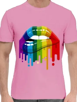 Outlet OUKU Men's Rainbow Graphic Prints Lip Print T Shirt Graphic Tee Cotton Short Sleeves Graphic Shirt Black White Dark Navy Comfortable Tee Outdoor Vacation Fashion Designer Clothing