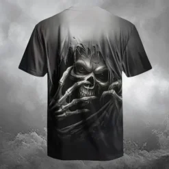 Online OUKU Men's Reaper T Shirt Short Sleeve T shirt 3D Print Crew Neck Shirt Designer Gothic Party Street Casual Summer Spring Clothing Apparel S M L XL XXL XXXL Black