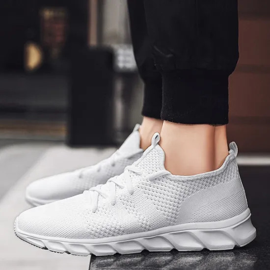 Online OUKU Men's Red Breathable Knit Sneakers - Lightweight Running Shoes with Cushioned Sole for Sports and Casual Wear