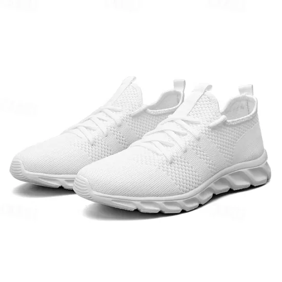 Online OUKU Men's Red Breathable Knit Sneakers - Lightweight Running Shoes with Cushioned Sole for Sports and Casual Wear