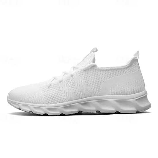 Online OUKU Men's Red Breathable Knit Sneakers - Lightweight Running Shoes with Cushioned Sole for Sports and Casual Wear