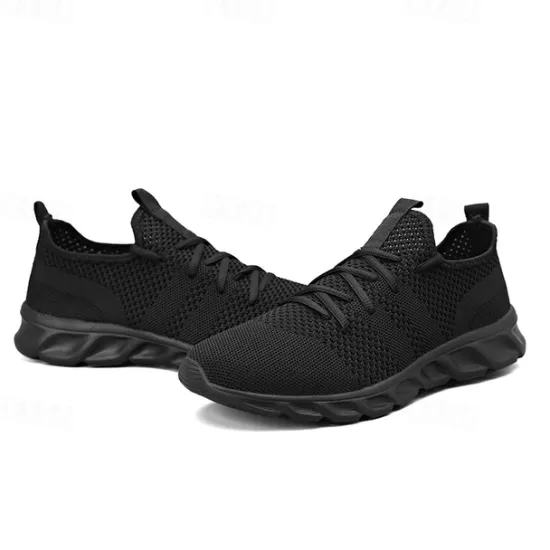 Online OUKU Men's Red Breathable Knit Sneakers - Lightweight Running Shoes with Cushioned Sole for Sports and Casual Wear