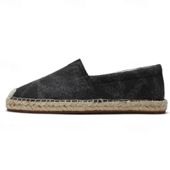 Clearance OUKU Men's Red Canvas Espadrille Slip-On Shoes with Jute Rope Sole – Comfortable Summer Footwear