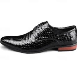 Clearance OUKU Men's Red Crocodile Pattern Lace-Up Dress Shoes - Sleek Patent Faux Leather Oxford Shoes for Christmas,Formal Events and Parties