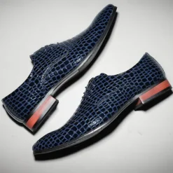 Clearance OUKU Men's Red Crocodile Pattern Lace-Up Dress Shoes - Sleek Patent Faux Leather Oxford Shoes for Christmas,Formal Events and Parties