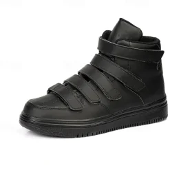 Hot OUKU Men's Red High-Top Velcro Sneakers with Non-Slip Sole - Stylish Casual Footwear
