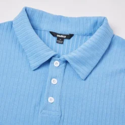 Online OUKU Men's Rib Knit Top Golf Polos Shirts Work Casual Lapel Ribbed Polo Collar Short Sleeve Basic Modern Color Block Buttons Knitted Summer Spring & Summer Regular Fit White Yellow Burgundy Navy Blue
