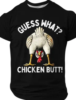 Sale OUKU Men's Rooster Funny T Shirt Short Sleeve T shirt Crew Neck Shirt Fashion Designer Party Street Black Blue Green Summer Spring Clothing Apparel S M L XL XXL XXXL