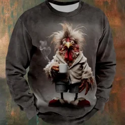 Sale OUKU Men's Rooster Sweatshirts Sweatshirt Long Sleeve Sweatshirt Crew Neck Fashion Cool Daily 3D Printing Sports Outdoor Holiday Streetwear Crewneck Winter Spring & Fall