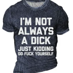 Best OUKU Men's Rude Offensive Graphic Letter T shirt Tee Short Sleeve T shirt 3D Print Crew Neck Shirt Vintage Fashion Designer Outdoor Casual Daily Black Navy Blue Dark Green Spring & Summer Clothing Apparel