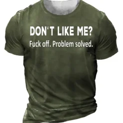 Best OUKU Men's Rude Offensive Unisex Graphic Letter T shirt Short Sleeve T shirt 3D Print Crew Neck Shirt Vintage Sports Designer Outdoor Street Daily Black Army Green Navy Blue Summer Clothing Apparel S M L