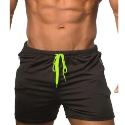 Discount OUKU Men's Running Shorts Athletic Shorts Drawstring with Phone Pocket Bottoms Sports & Outdoor Indoor Breathable Soft Quick Dry Gym Workout Running Walking Sportswear Activewear Solid Colored Black Red