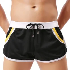 Sale OUKU Men's Running Shorts Athletic Shorts Drawstring with White Trim Bottoms Outdoor Home Cotton Breathable Comfortable Gym Workout Exercise & Fitness Leisure Sports Sportswear Activewear Fashion Black