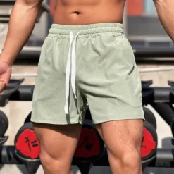 Clearance OUKU Men's Running Shorts Gym Shorts Going out Weekend Breathable Quick Dry Pocket Drawstring Elastic Waist Plain Short Gymnatics Casual Activewear Light Green Red