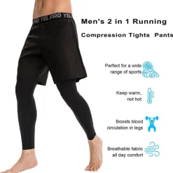 Discount OUKU Men's Running Shorts With Tights Compression Tights Leggings 2 in 1 with Phone Pocket High Waist Base Layer Sports & Outdoor Athletic Winter Spandex Breathable Quick Dry Moisture Wicking Fitness Gym