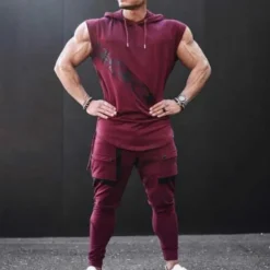 Online OUKU Men's Running Tank Top Workout Tank Sleeveless Tee Tshirt Athletic Spandex Breathable Moisture Wicking Soft Running Active Training Walking Sportswear Activewear Graphic Black Burgundy
