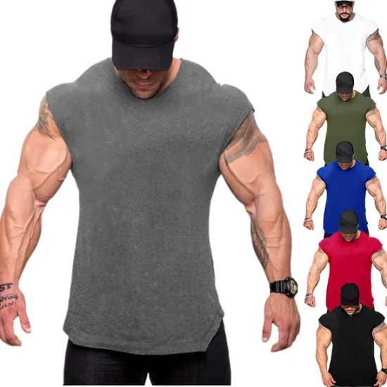 Hot OUKU Men's Running Tank Top Workout Tank Sleeveless Top Athletic Cotton Breathable Soft Sweat Out Gym Workout Running Active Training Sportswear Activewear Solid Colored Black White Army Green
