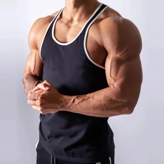 Sale OUKU Men's Running Tank Top Workout Tank Singlet Stripe-Trim Sleeveless Top Athletic Athleisure Summer Cotton Breathable Quick Dry Soft Fitness Performance Active Training Sportswear Activewear Stripes
