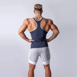 Sale OUKU Men's Running Tank Top Workout Tank Singlet Stripe-Trim Sleeveless Top Athletic Athleisure Summer Cotton Breathable Quick Dry Soft Fitness Performance Active Training Sportswear Activewear Stripes