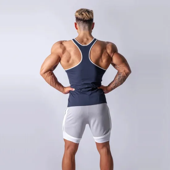 Sale OUKU Men's Running Tank Top Workout Tank Singlet Stripe-Trim Sleeveless Top Athletic Athleisure Summer Cotton Breathable Quick Dry Soft Fitness Performance Active Training Sportswear Activewear Stripes