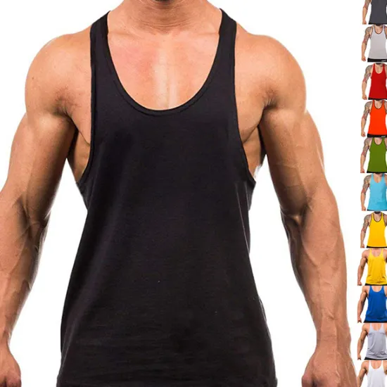 Outlet OUKU Men's Running Tank Top Workout Tank Vest / Gilet Summer Cotton Breathable Quick Dry Moisture Wicking Fitness Gym Workout Bodybuilding Sportswear Activewear Black White Yellow