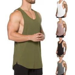 Sale OUKU Men's Running Tank Top Workout Tank Sleeveless Vest / Gilet Summer Cotton Breathable Quick Dry Yoga Fitness Running Sportswear Activewear Black White Green