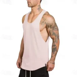 Sale OUKU Men's Running Tank Top Workout Tank Sleeveless Vest / Gilet Summer Cotton Breathable Quick Dry Yoga Fitness Running Sportswear Activewear Black White Green
