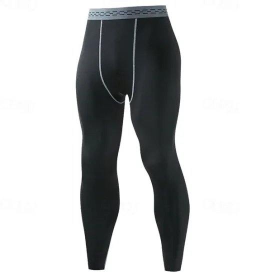 Clearance OUKU Men's Running Tights Leggings Compression Pants Base Layer Athletic Athleisure Spandex Breathable Quick Dry Moisture Wicking Fitness Gym Workout Running Sportswear Activewear Solid Colored Black