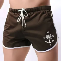 New OUKU Men's Sailboat Swim Shorts Board Shorts Swimming Trunks Mid Waist Fashion Designer Athletic Surfing Leisure Sports Holiday Pocket Drawstring Elastic Waist Designer Clothing Apparel