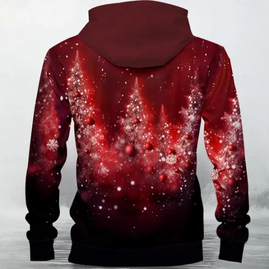 Sale OUKU Men's Santa Claus Hoodie Hoodies Sweatshirt Fashion Casual Long Sleeve Hooded Christmas Print Front Pocket Fall Winter Designer Drak Red
