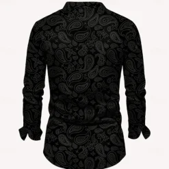 OUKU Men's Satin Shirt Dress Shirt Button Up Shirt Paisley Vacation Daily Black Yellow Red Blue Long Sleeve Turndown Fall Spring & Summer Clothing Apparel Button Up